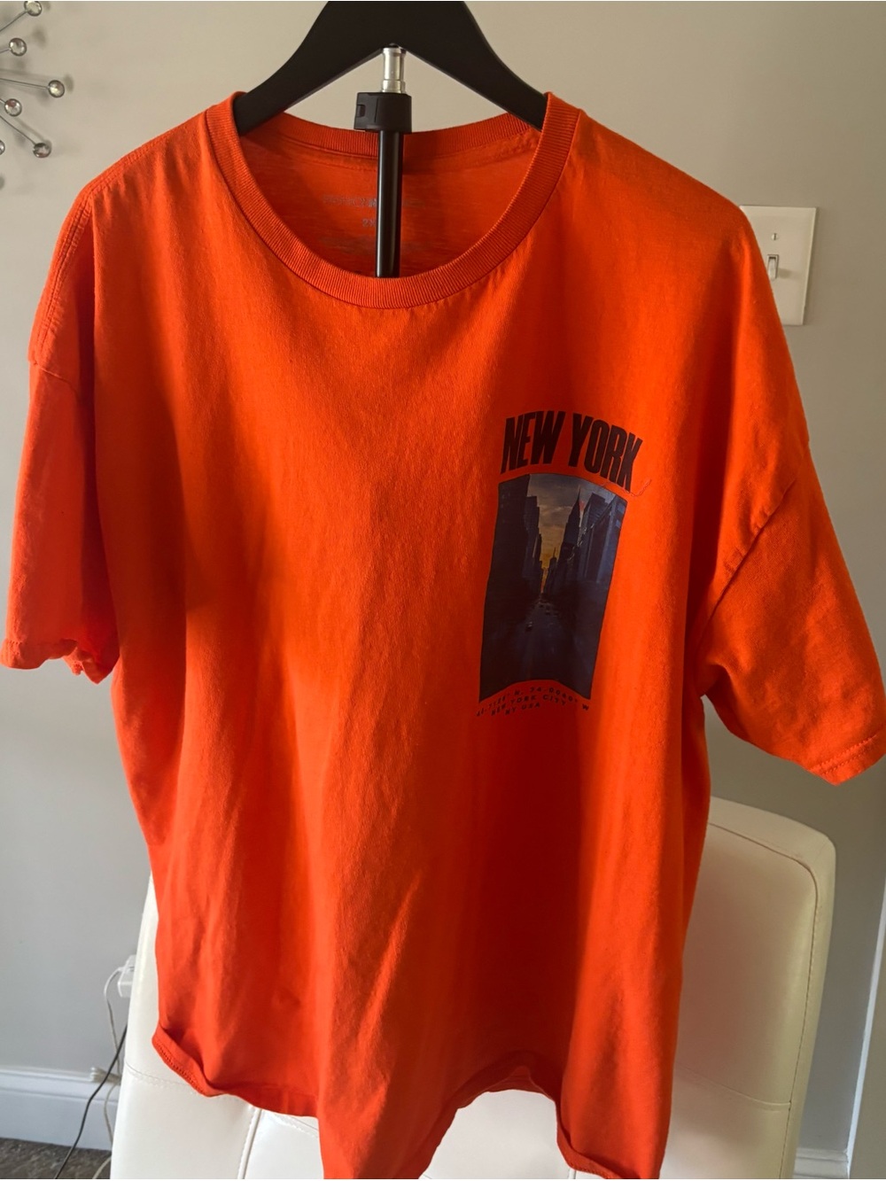 Fashion Nova Orange New York Graphic Short Sleeve Tee